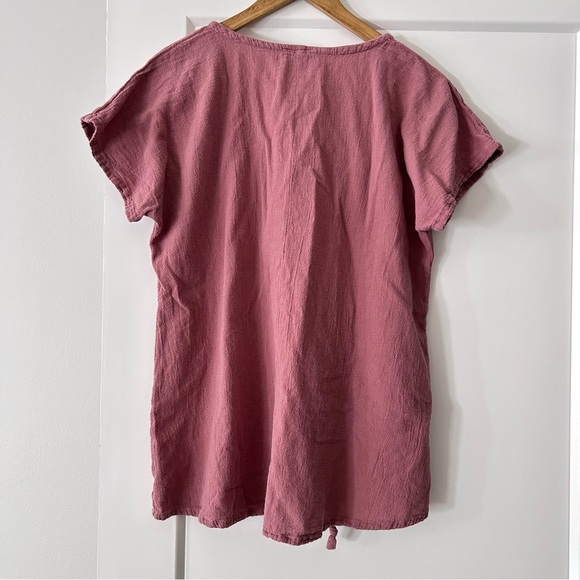 Oh My Gauze Ana Blouse Size 1 Pink Cotton Gauze Ruched Hem Top - Picture 6 of 7